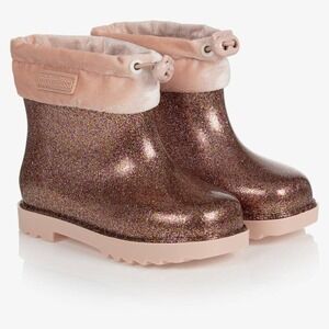 Mini‎ Melissa toddler Girls Rose Gold PINK PVC Rain Boots Size 5 NEW box